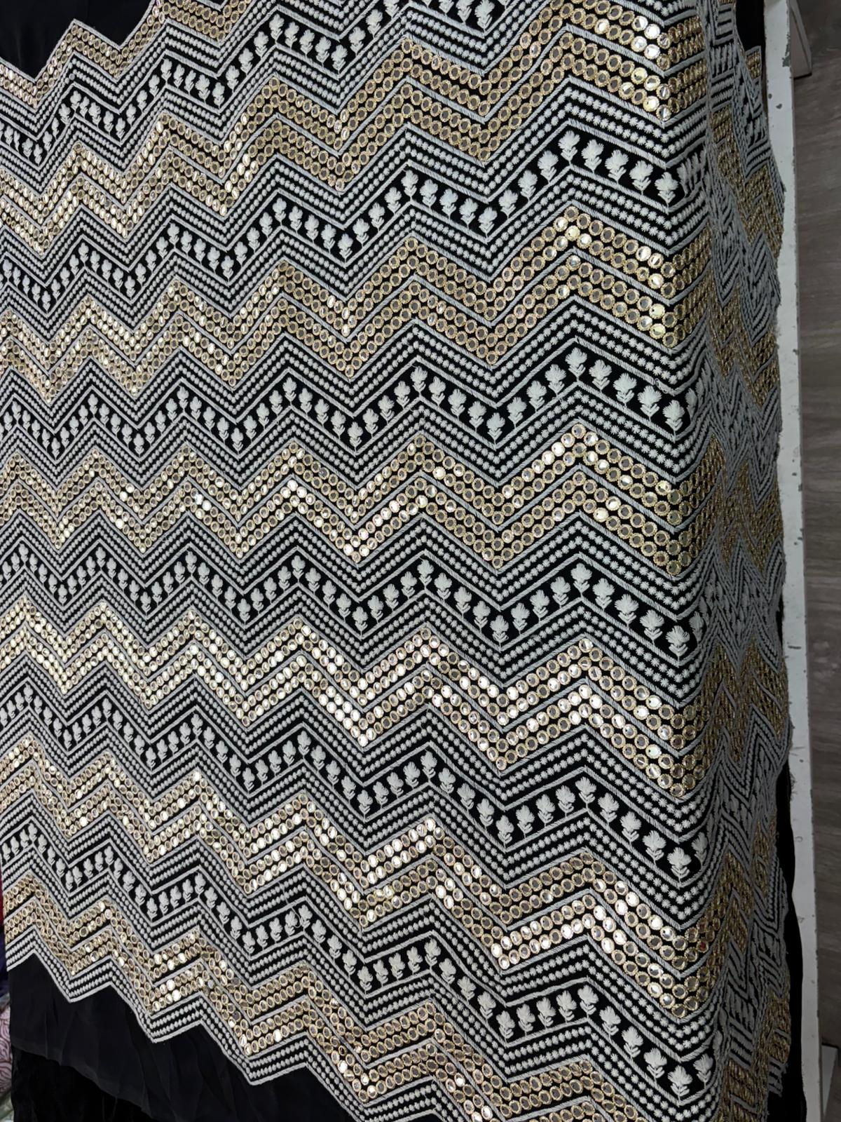 Black Royal Zigzag Embroidery